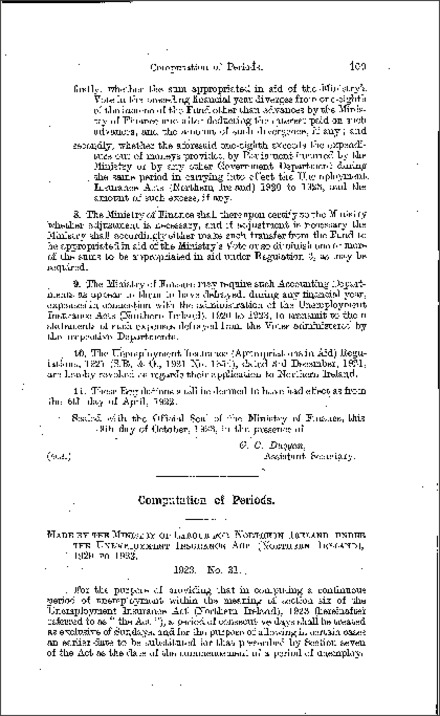 The Unemployment Insurance (Computation of Periods) Regulations (Northern Ireland) 1923