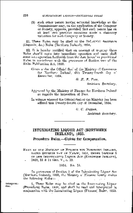 The Intoxicating Liquor (Procedure) Rules (Northern Ireland) 1924