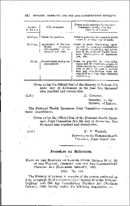 The Contributory Pensions (Procedure on References) Regulations (Northern Ireland) 1925
