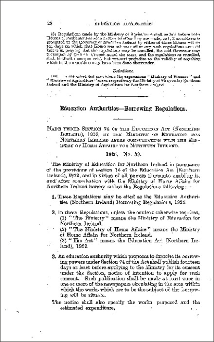 The Education Authorities BorRecording Regulations (Northern Ireland) 1925