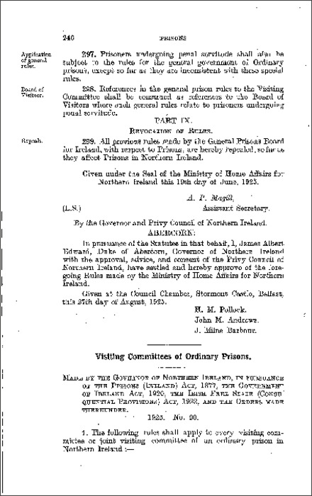 The Prisons, Visiting Committees Rules (Northern Ireland) 1925