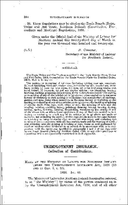 The Unemployment Insurance (Collection of Contributions) (Amendment) Regulations (Northern Ireland) 1926
