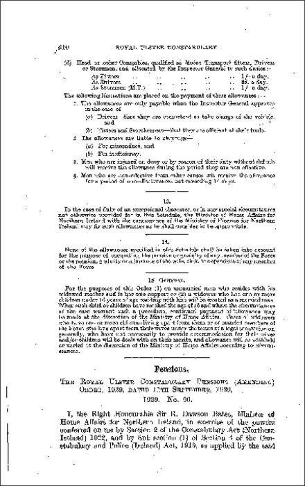 The Royal Ulster Constabulary Pensions (Amendment) Order (Northern Ireland) 1929