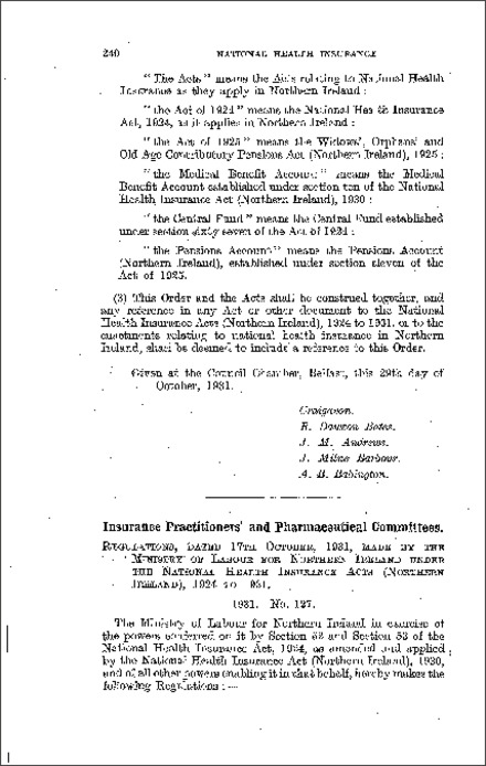 The National Health Insurance (Insurance Practitioners' and Pharmaceutical Committees) Amendment Regulations (Northern Ireland) 1931