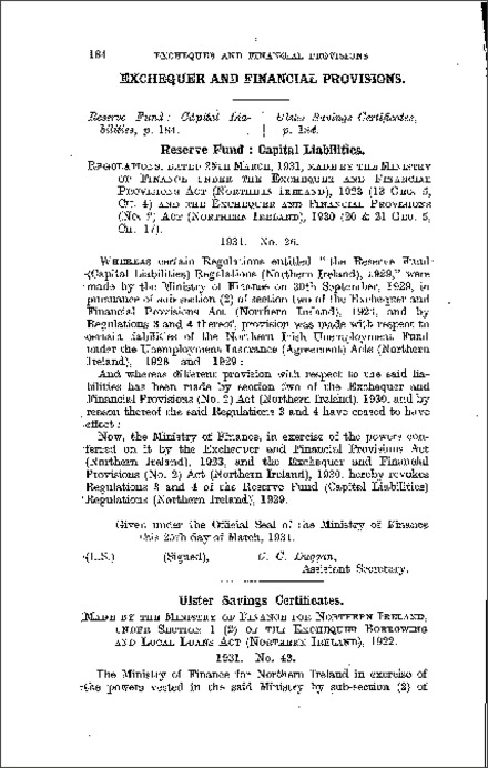 The Ulster Savings Certificates (Amendment) Regulations (Northern Ireland) 1931