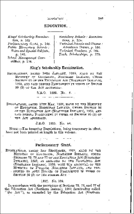The Parliamentary Grant (Education Authorities) Regulations (Northern Ireland) 1932