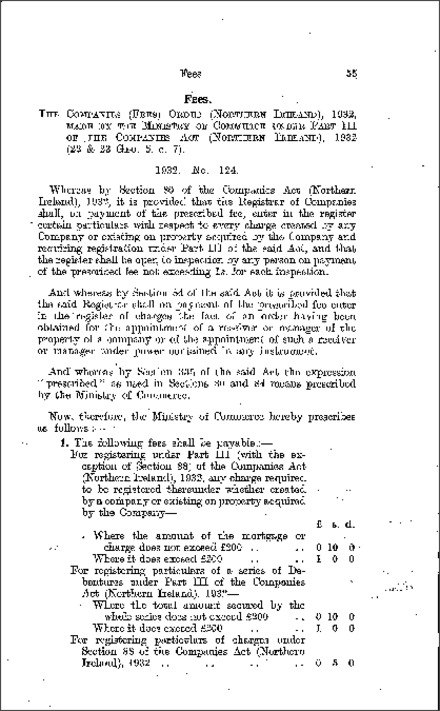 The Companies (Fees) Order (Northern Ireland) 1932
