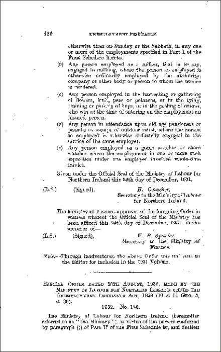 The Unemployment Insurance (Subsidiary Employments) Order (Northern Ireland) 1932