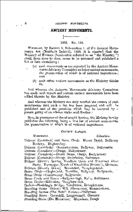 The Ancient Monuments Order (Northern Ireland) 1932