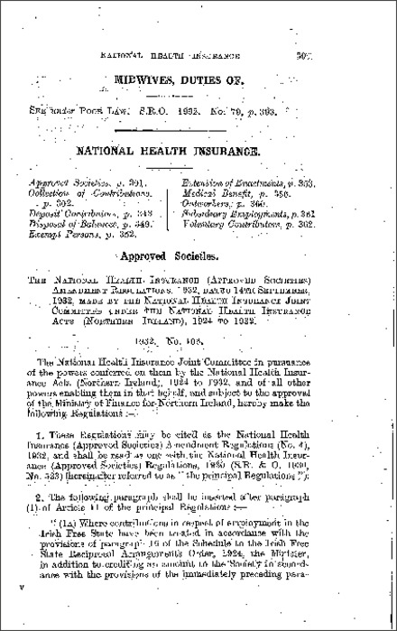 The Poor Law: Duties of Midwives Order (Northern Ireland) 1932