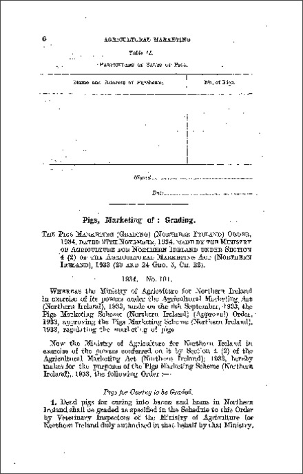 The Pigs Marketing (Grading) Order (Northern Ireland) 1934