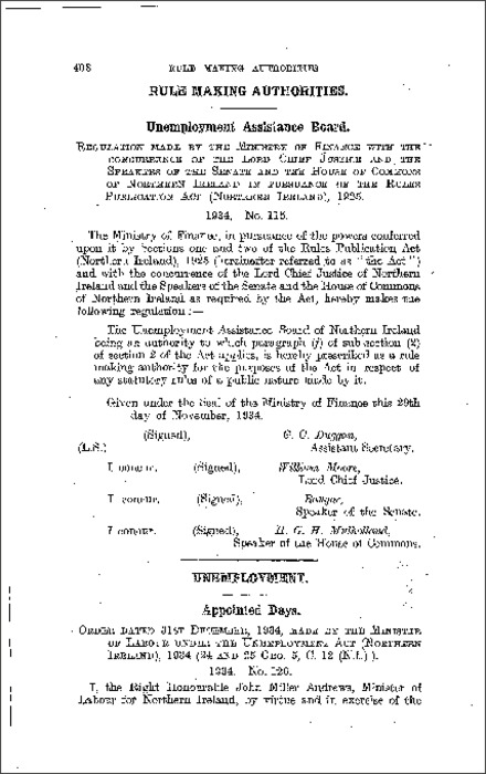 The Statutory Rules: Unemployment Assistance Board Regulations (Northern Ireland) 1934