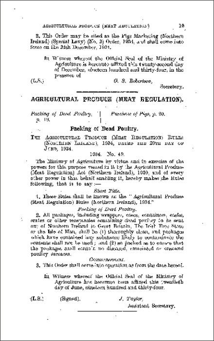 The Agricultural Produce (Meat Regulation) Rules (Northern Ireland) 1934