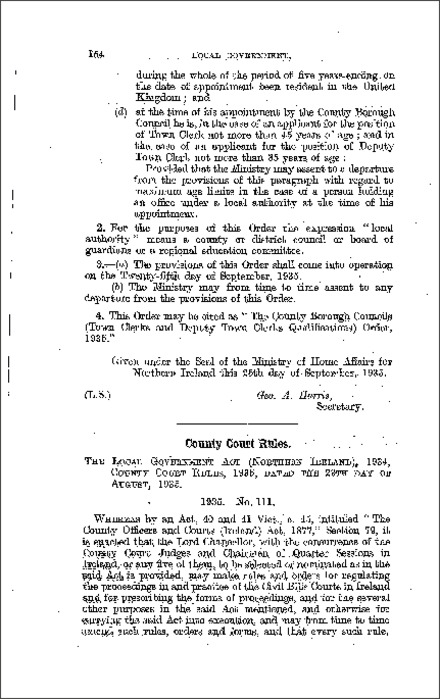 The Local Government (County Court) Rules (Northern Ireland) 1935