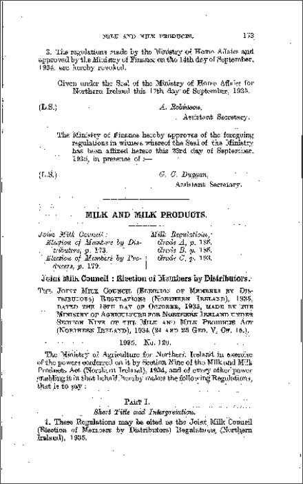 The Joint Milk Council (Election of Members by Distributors) Regulations (Northern Ireland) 1935
