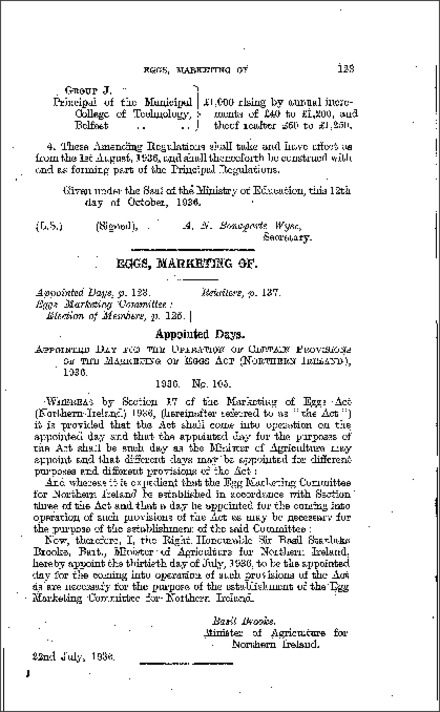 The Eggs, Marketing of (Appointed Day) Order (Northern Ireland) 1936
