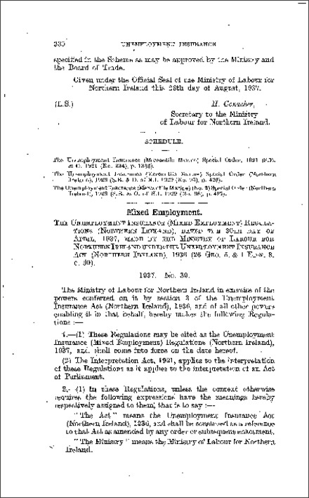 The Unemployment Insurance (Mixed Employment) Regulations (Northern Ireland) 1937