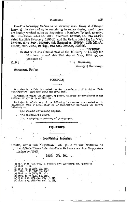 The Sea-Fishing Industry (Immature Sea-Fish) Revocation Order (Northern Ireland) 1939