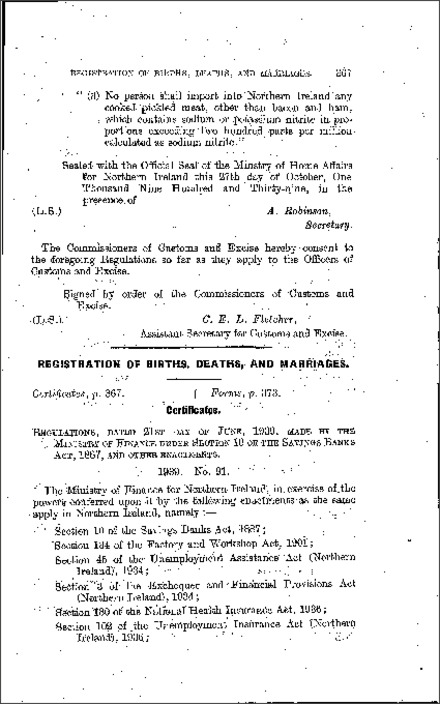 The Certificates of Births, Deaths and Marriages (Requisition) Regulations (Northern Ireland) 1939