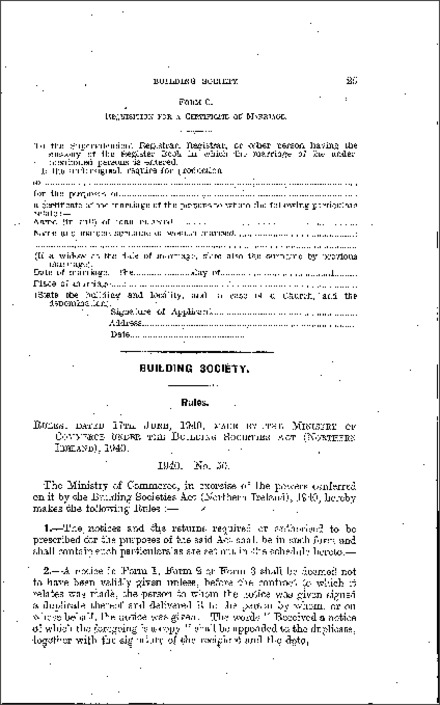 The Building Society Rules (Northern Ireland) 1940