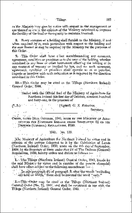 The Tillage General (No. 2) Order (Northern Ireland) 1941