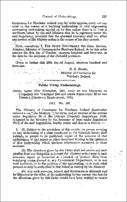 The Public Utility Undertakings (Prevention of Publications) Order (Northern Ireland) 1941