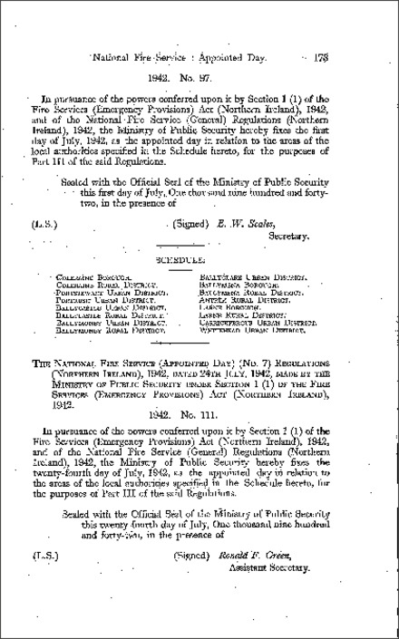 The National Fire Service (Appointed Day) Order (Northern Ireland) 1942