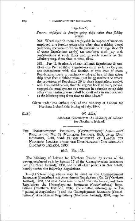 The Unemployment Insurance (Contributions) Amendment No. 2 Regulations (Northern Ireland) 1943