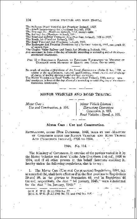 The Motor Car (Use and Construction) (Amendment) Regulations (Northern Ireland) 1944