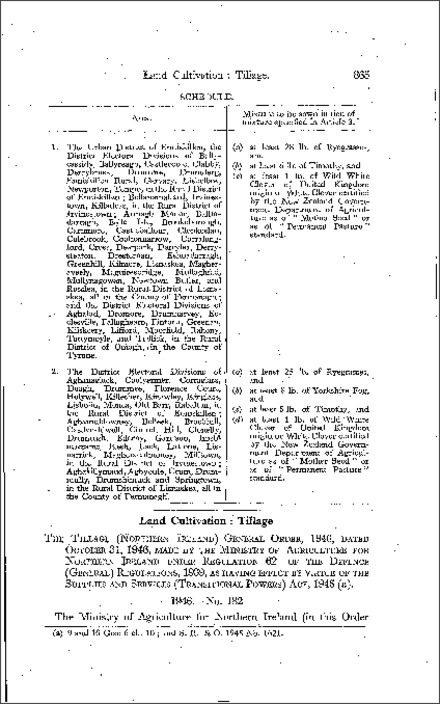 The Tillage General Order (Northern Ireland) 1946