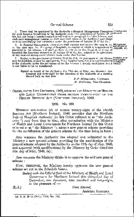 The Health Services General Scheme (Modification) Regulations (Northern Ireland) 1948