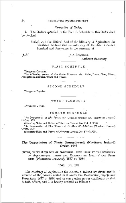 The Importation of Plants (Amendment) Order (Northern Ireland) 1949