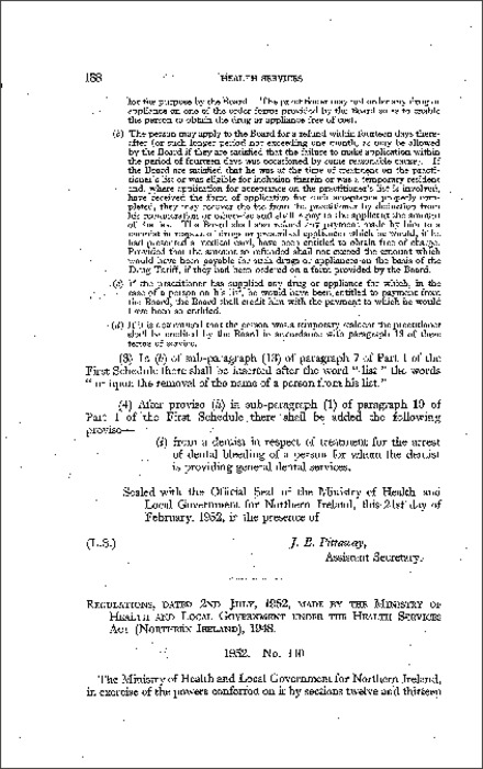 The General Medical and Pharmaceutical Services (Amendment) (No. 2) Regulations (Northern Ireland) 1952