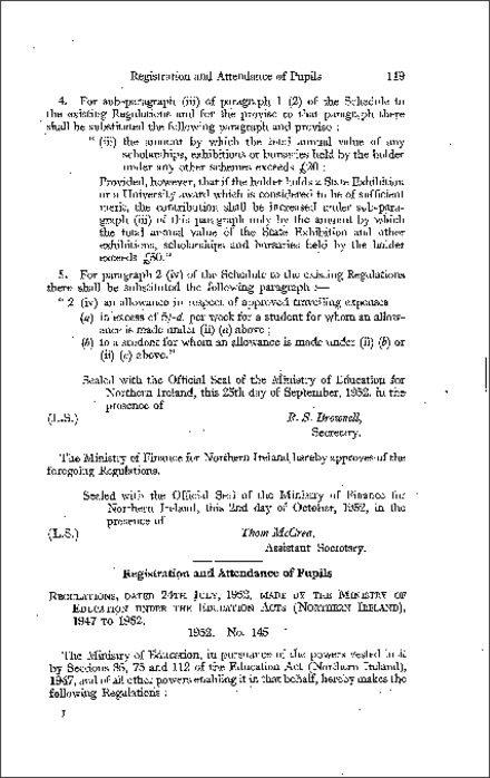 The Registration and Attendance of Pupils (Amendment) Regulations (Northern Ireland) 1952