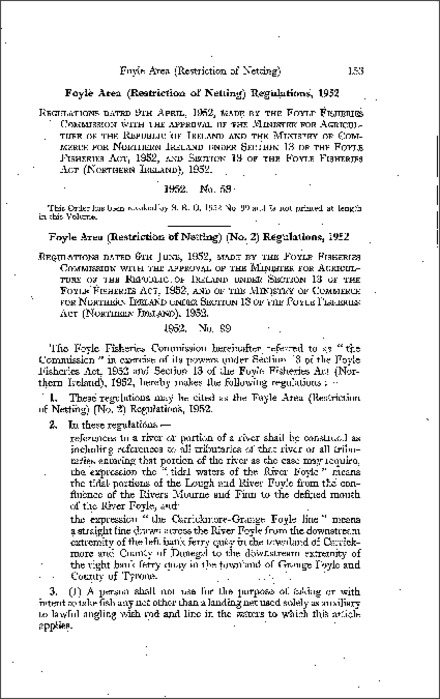 The Foyle Area (Restriction of Netting) (No. 2) Regulations (Northern Ireland) 1952