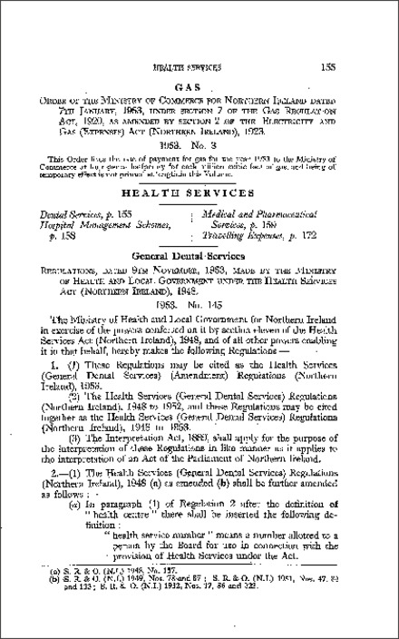 The Health Services (General Dental Services) (Amendment) Regulations (Northern Ireland) 1953