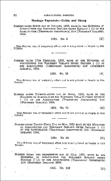 The Headage Payments Scheme 1955-56 (Northern Ireland) 1955