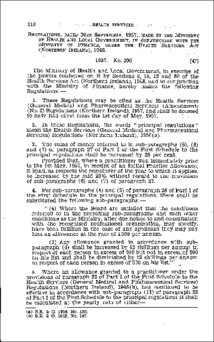 The General Medical and Pharmaceutical Services (Amendment) (No. 2) Regulations (Northern Ireland) 1957
