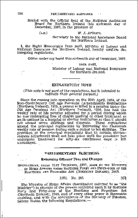The Electoral (Parliamentary Returning Officers' Charges) Regulations (Northern Ireland) 1957