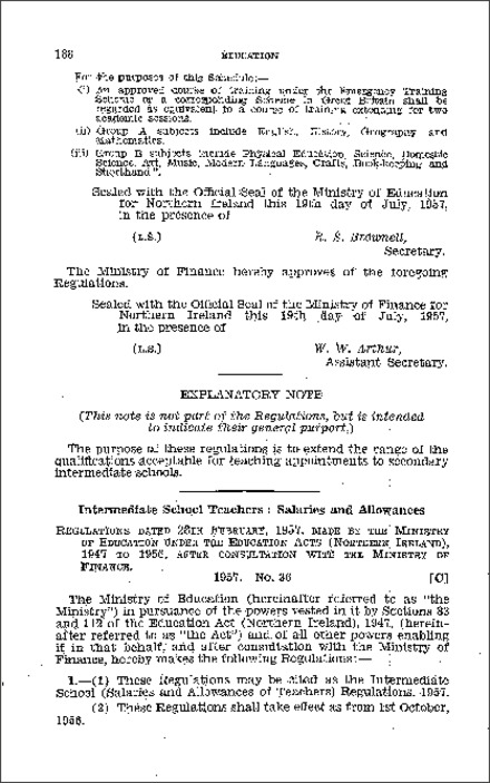 The Intermediate School (Salaries and Allowances of Teachers) Regulations (Northern Ireland) 1957
