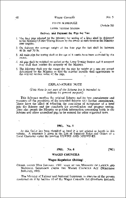 The Baking Wages Regulations (No. 1) Order (Northern Ireland) 1961