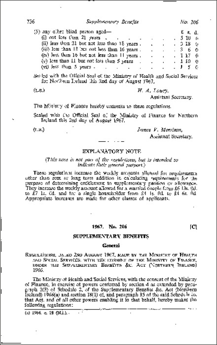 The Supplementary Benefit (General) Amendment Regulations (Northern Ireland) 1967