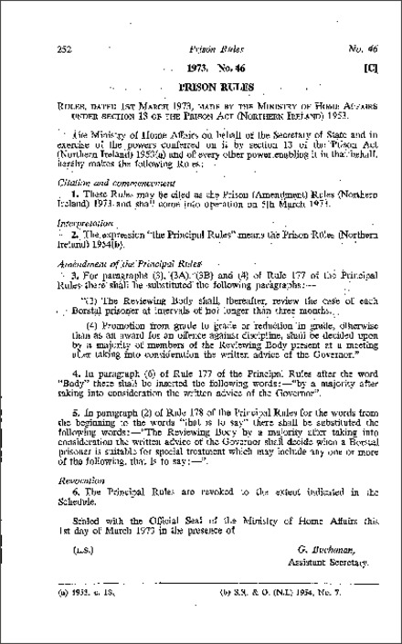 The Prison (Amendment) Rules (Northern Ireland) 1973