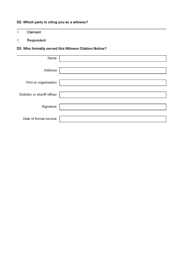 Form 11B - The Simple Procedure Witness Citation Form