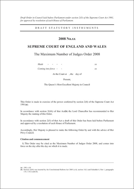 The Maximum Number of Judges Order 2008