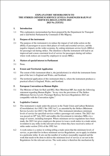 UK Draft Explanatory Memorandum 2
