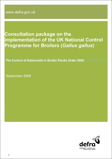 Consultation package on the implementation of the UK National Control Programme for Broilers (Gallus gallus)