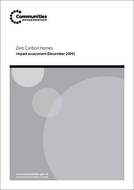 Zero Carbon Homes: Impact Assessment (December 2009)