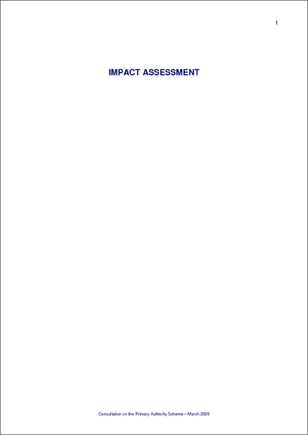 Impact Assessment to The Co-ordination of Regulatory Enforcement (Regulatory Functions in Scotland and Northern Ireland) Order 2009
