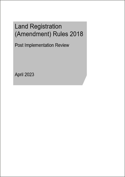 Impact Assessment to The Land Registration (Amendment) Rules 2018